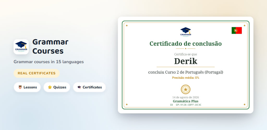 Grammar Courses — real certificates