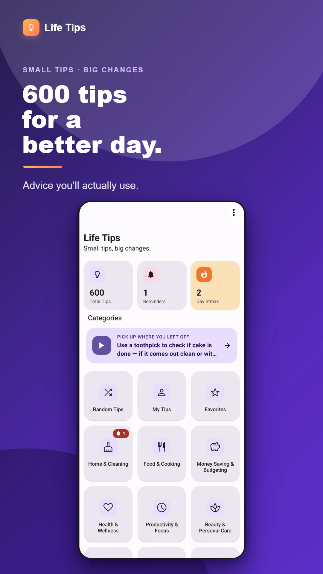 Life Tips app preview