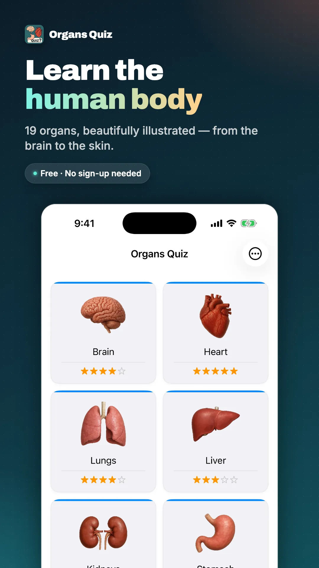 Organs Quiz app preview