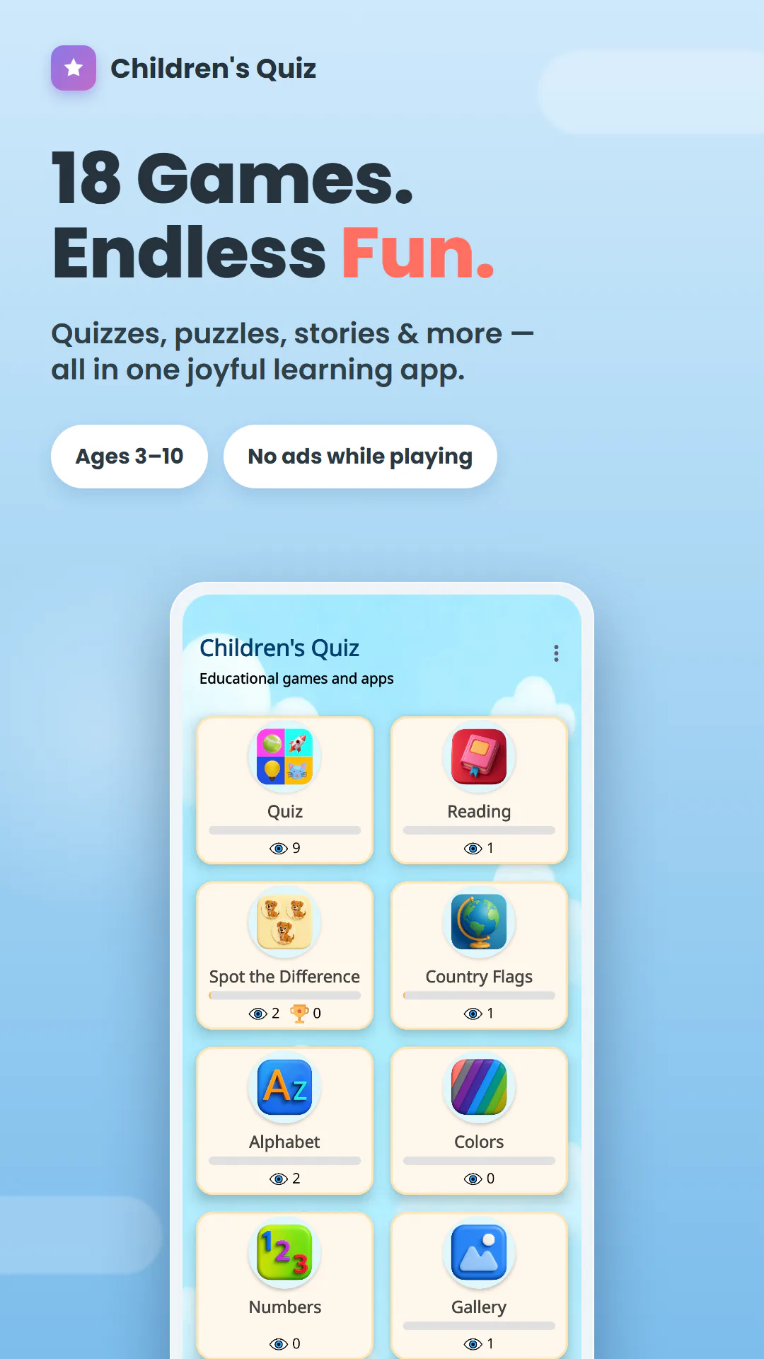 Children's Quiz app preview