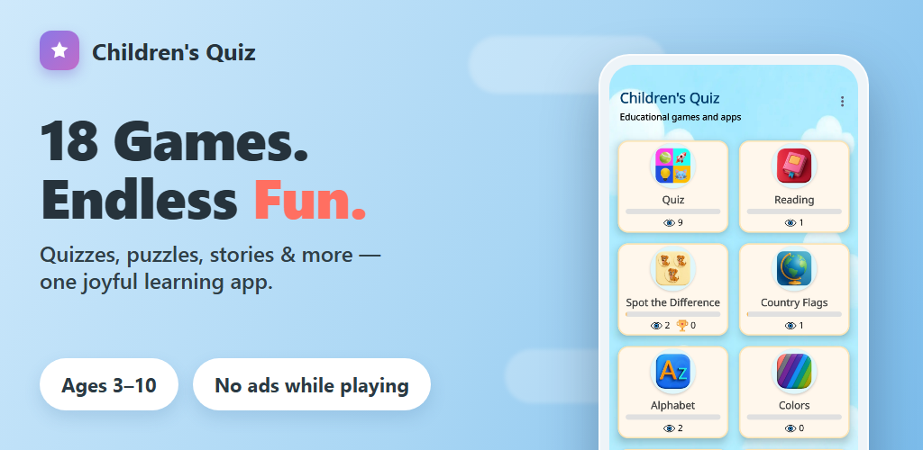 Children's Quiz — 18 games, endless fun